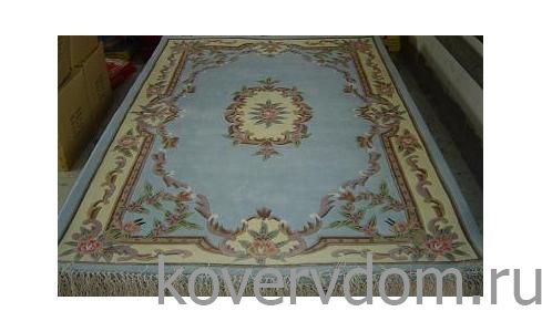 Ковер ручной работы ФЛОРА 510 акрил 431 голубой ОВАЛ